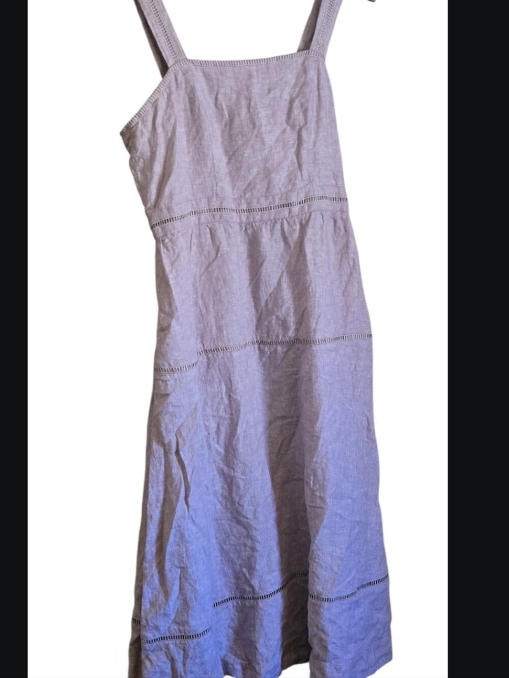 Quince European Linen Ladder Stitch Midi Dress Mauve Rose Lilac Lavender - Picture 3 of 4